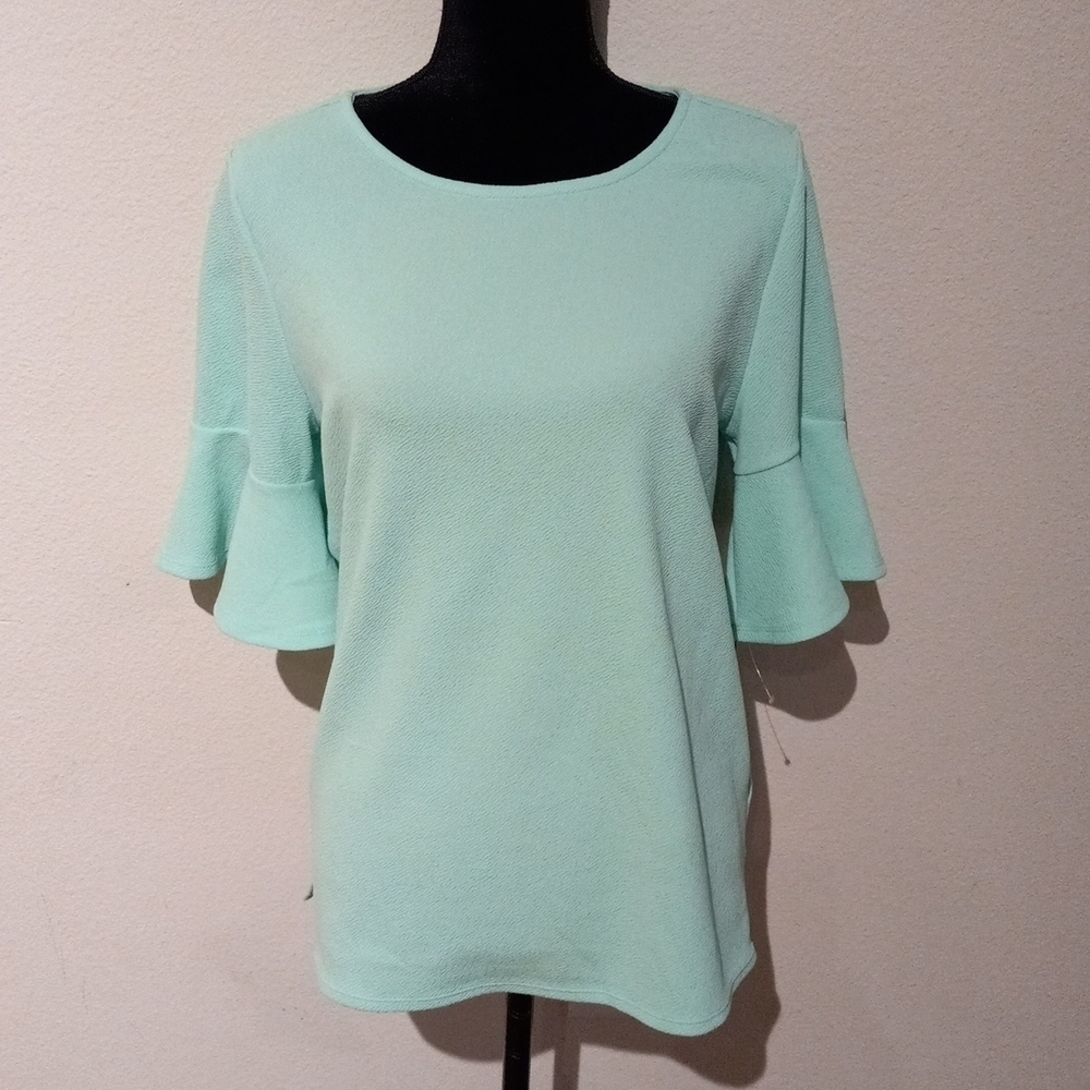 NWT VINCE CAMUTO medium blouse, teal with flow sleeves, $69.00